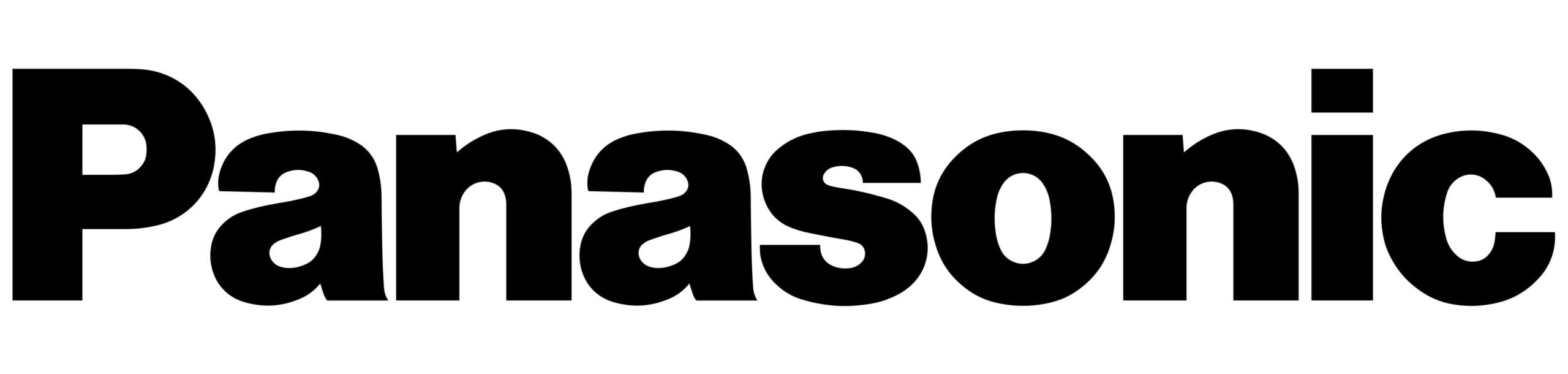 Black Panasonic logo on a white background.