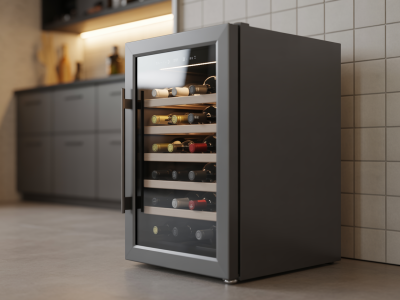 a_compact_dark_gray_or_graphite_metallic_wine_fridge_standing_on_a_kitchen_floor_or_built_into_mode_jy26hupqn3nb6phg0fps_1